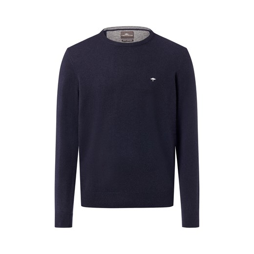 Fynch-Hatton Męski wełniany sweter z zawartością kaszmiru Mężczyźni Wełna granatowy marmurkowy ze sklepu vangraaf w kategorii Swetry męskie - zdjęcie 186461108