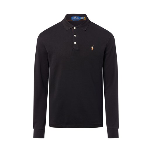 Polo Ralph Lauren Męska koszulka polo z długim rękawem Mężczyźni Bawełna czarny jednolity ze sklepu vangraaf w kategorii T-shirty męskie - zdjęcie 186461119