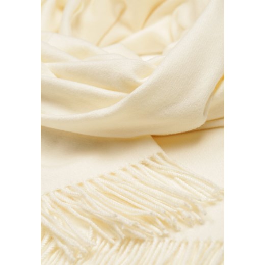Jasnobeżowy Długu Szalik Wiskozowy z Wełną Ozdobiony Frędzlami Portina Renee ONE SIZE renee.pl