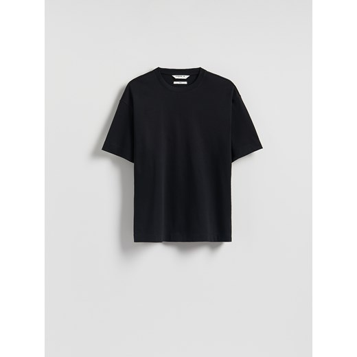 Reserved - T-shirt boxy z merceryzowanej bawełny - czarny ze sklepu Reserved w kategorii T-shirty męskie - zdjęcie 186462136