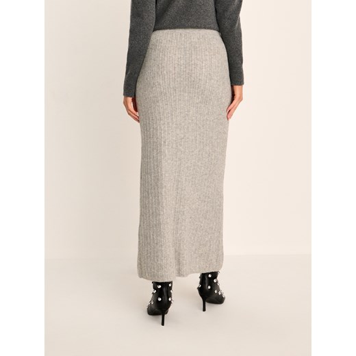 Sinsay - Prążkowana spódnica maxi - szary Sinsay S Sinsay