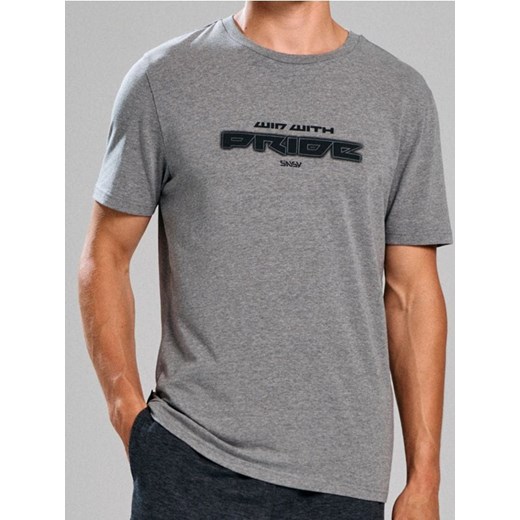 Sinsay - Bawełniana koszulka z napisem - szary ze sklepu Sinsay w kategorii T-shirty męskie - zdjęcie 186464148