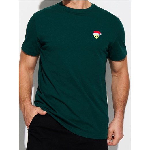 Sinsay - Bawełniana koszulka z nadrukiem - ciemny turkus ze sklepu Sinsay w kategorii T-shirty męskie - zdjęcie 186464237