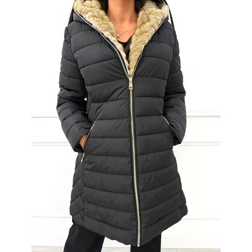 Czarna Pikowana Kurtka z Kapturem ze sklepu ModnaKiecka.pl w kategorii Kurtki damskie - zdjęcie 186464495