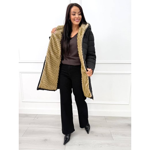 Czarna Pikowana Kurtka z Kapturem Modnakiecka.pl 38 ModnaKiecka.pl