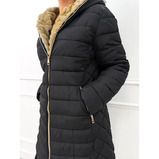 Czarna Pikowana Kurtka z Kapturem Modnakiecka.pl 44 ModnaKiecka.pl