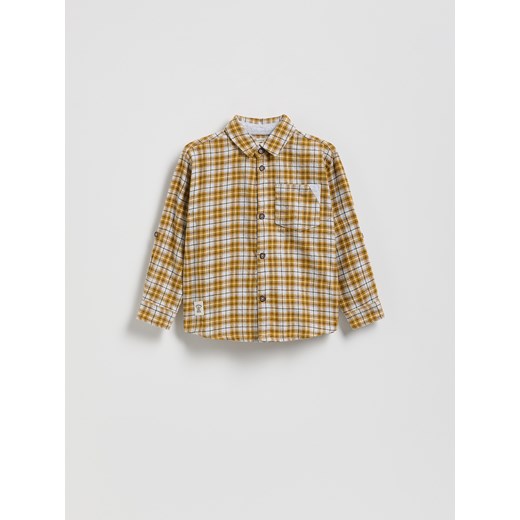 Reserved - Bawełniana koszula w kratę - bursztynowy ze sklepu Reserved w kategorii Koszule chłopięce - zdjęcie 186464615