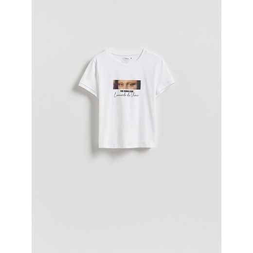 Reserved - T-shirt z nadrukiem - biały ze sklepu Reserved w kategorii Bluzki damskie - zdjęcie 186464716