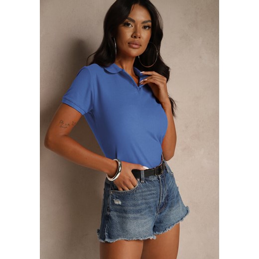 Niebieski Bawełniany T-shirt Typu Polo Arsenllia ze sklepu renee.pl w kategorii Bluzki damskie - zdjęcie 186465487