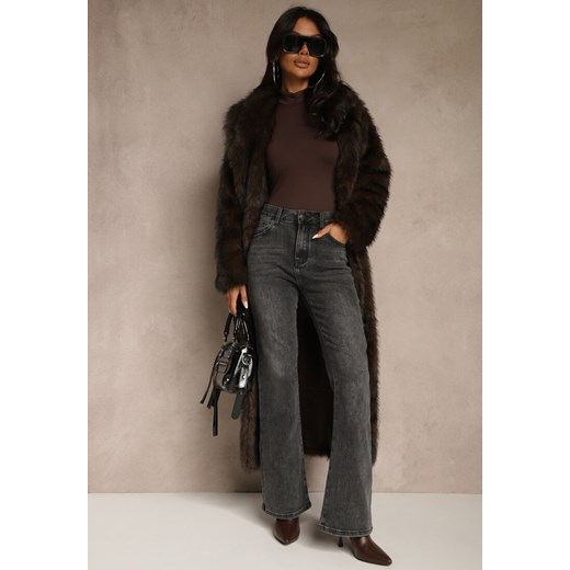 Czarne Jeansy Dzwony High Waist z Dodatkiem Wiskozy Unenaia ze sklepu renee.pl w kategorii Jeansy damskie - zdjęcie 186465609