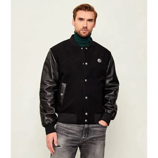 Just Cavalli Wełniana kurtka bomber | Regular Fit | z dodatkiem skóry ze sklepu Gomez Fashion Store w kategorii Kurtki męskie - zdjęcie 186466615