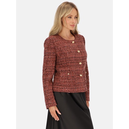 Elegancka marynarka wizytowa brązowa L'AF Kelli ze sklepu Eye For Fashion w kategorii Marynarki damskie - zdjęcie 186467598