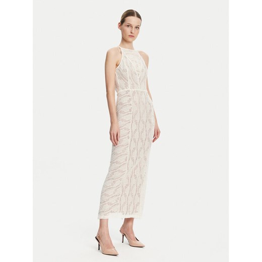 Guess Sukienka koktajlowa W5GK66 KCT80 Beżowy Slim Fit ze sklepu MODIVO w kategorii Sukienki - zdjęcie 186469127