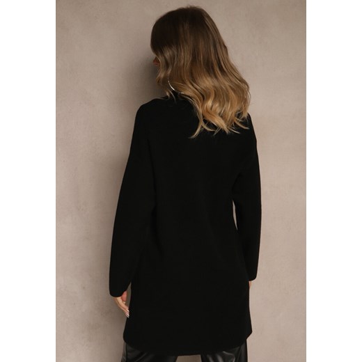 Czarny Długi Niezapinany Kardigan z Kaszmirem Palmire Renee ONE SIZE renee.pl