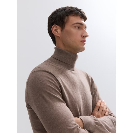 Reserved - Sweter z domieszką kaszmiru - beżowy ze sklepu Reserved w kategorii Swetry męskie - zdjęcie 186470829