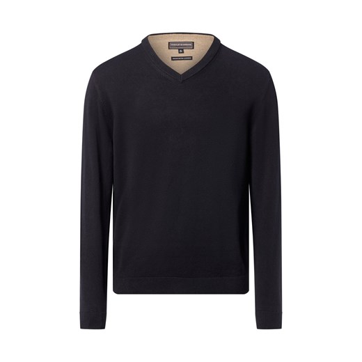 Finshley & Harding Sweter z zawartością kaszmiru Mężczyźni Bawełna czarny jednolity ze sklepu vangraaf w kategorii Swetry męskie - zdjęcie 186477217