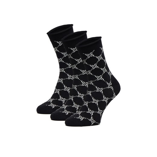 Skarpety długie Nine West CEO_BR_NW_Silver_01_Z_AW25 (3 PACK) Czarny ze sklepu eobuwie.pl w kategorii Skarpetki damskie - zdjęcie 186478296