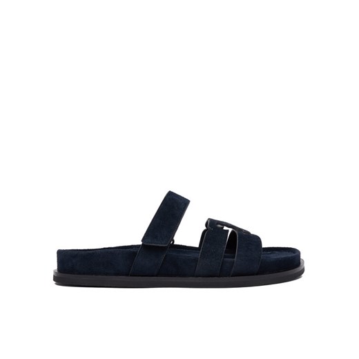Klapki Tory Burch Ines Sport Slide 163481 Granatowy ze sklepu eobuwie.pl w kategorii Klapki damskie - zdjęcie 186478345