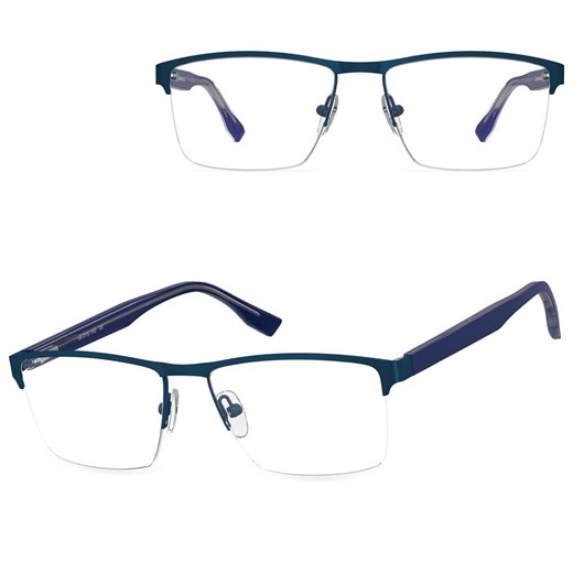 Małe męskie okulary na żyłkę oprawki korekcyjne zerówki 877A niebieskie ze sklepu Stylion w kategorii Okulary zerówki męskie - zdjęcie 186479448