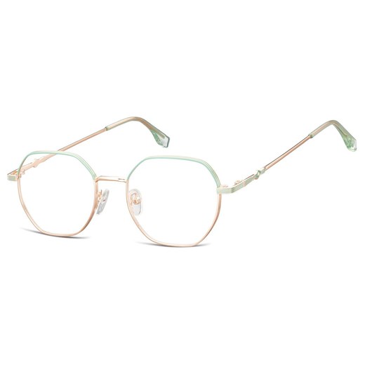 Damskie Oprawki korekcyjne sześciokątne okulary zerówki 905 złoty/zielony ze sklepu Stylion w kategorii Okulary korekcyjne damskie - zdjęcie 186479449