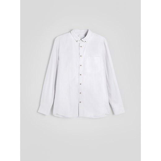 Reserved - Koszula regular fit z kieszonką - biały ze sklepu Reserved w kategorii Koszule męskie - zdjęcie 186479925