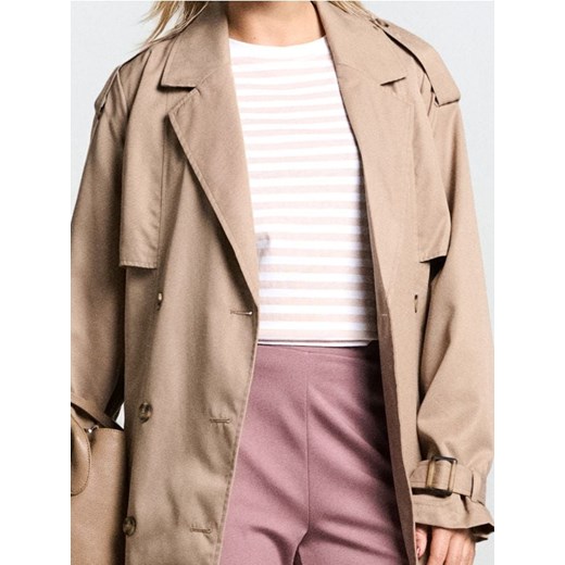 Sinsay - Bawełniana koszulka w paski - beżowy ze sklepu Sinsay w kategorii Bluzki damskie - zdjęcie 186480575