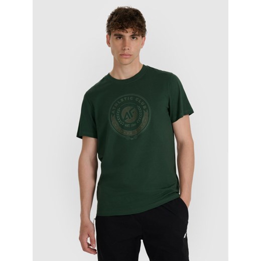 Męski t-shirt z nadrukiem 4F 4FRAW25TTSHM3338 - zielony ze sklepu Sportstylestory.com w kategorii T-shirty męskie - zdjęcie 186480775