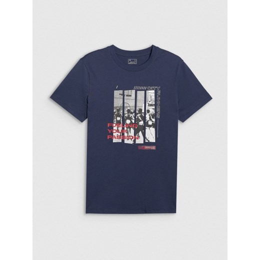 Męski t-shirt z nadrukiem 4F 4FRAW25TTSHM3364 - granatowy ze sklepu Sportstylestory.com w kategorii T-shirty męskie - zdjęcie 186480788
