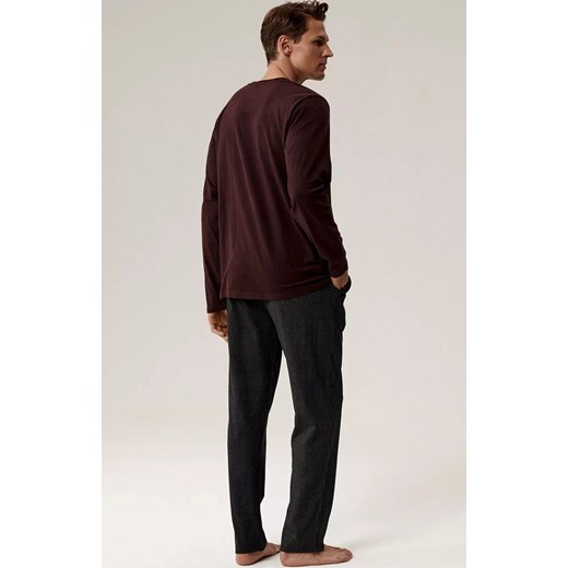 Atalntic długa piżama męska bawełniana NMP-389-WIN_CZA, Kolor bordowo-czarny, Rozmiar M, ATLANTIC ze sklepu Primodo w kategorii Piżamy męskie - zdjęcie 186481549