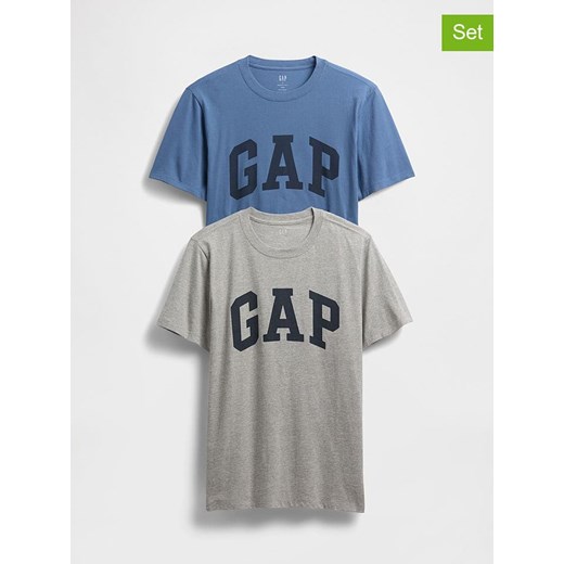 GAP Koszulki (2 szt.) w kolorze niebieskim i szarym ze sklepu Limango Polska w kategorii T-shirty męskie - zdjęcie 186482275