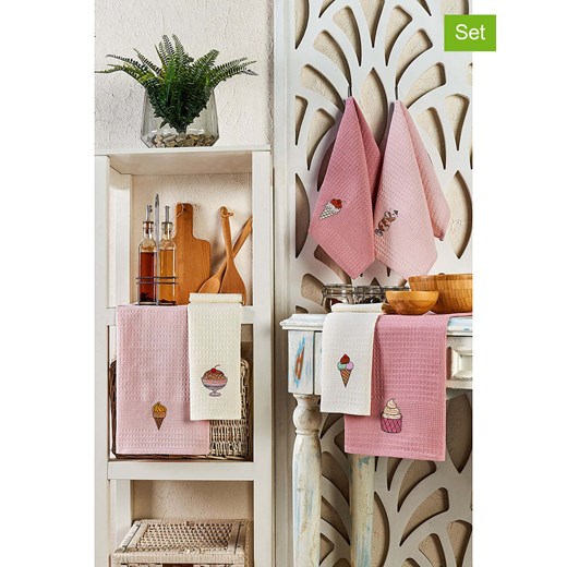 Colourful Cotton Ściereczki (6 szt.) w kolorze kremowo-różowo-jasnoróżowym do naczyń ze sklepu Limango Polska w kategorii Ścierki kuchenne - zdjęcie 186482679