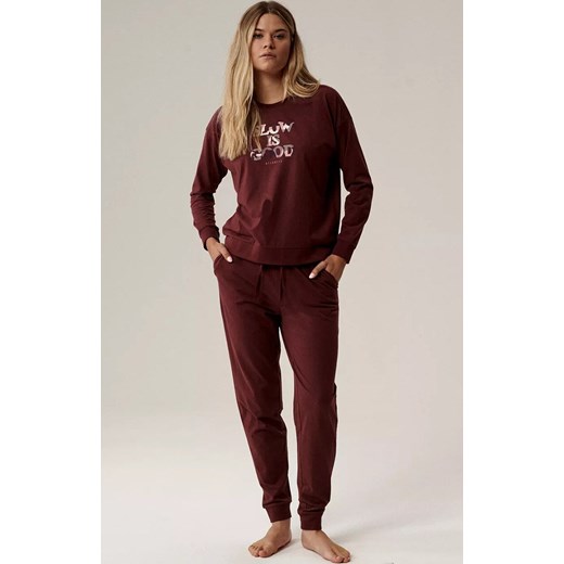 Atlantic długa bawełniana piżama damska NLP-499-WINO, Kolor bordowy, Rozmiar S, ATLANTIC ze sklepu Intymna w kategorii Piżamy damskie - zdjęcie 186483365
