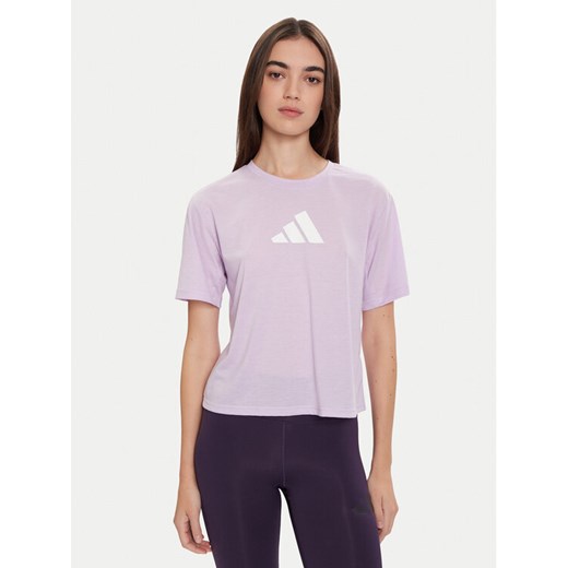 adidas Koszulka techniczna Train Essentials Big Logo JY2183 Fioletowy Regular Fit ze sklepu MODIVO w kategorii Bluzki damskie - zdjęcie 186484216