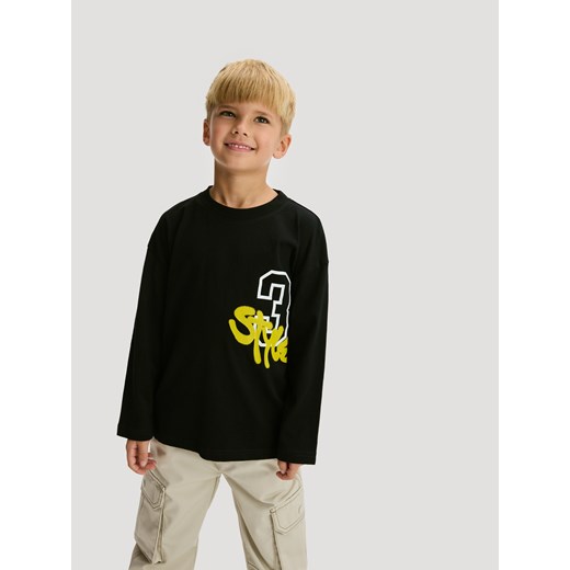 Reserved - Longsleeve z nadrukiem - czarny ze sklepu Reserved w kategorii T-shirty chłopięce - zdjęcie 186487017