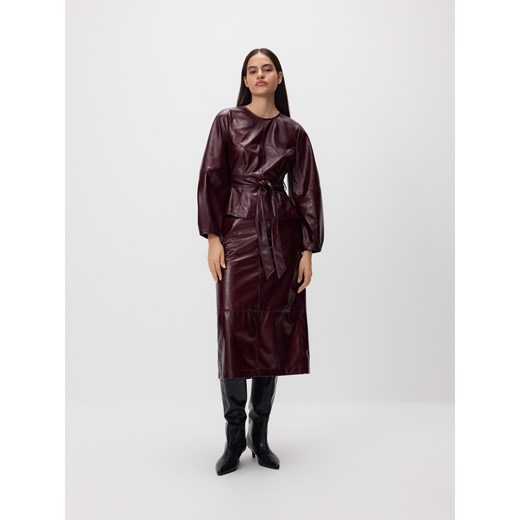 Reserved - Spódnica z imitacji skóry - bordowy Reserved XS Reserved