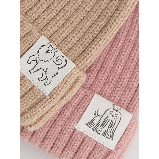 Reserved - Strukturalna czapka z naszywką 2 pack - wielobarwny Reserved 0-3 miesiące Reserved