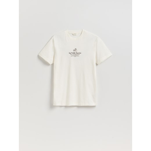 Reserved - T-shirt comfort z nadrukiem - złamana biel ze sklepu Reserved w kategorii T-shirty męskie - zdjęcie 186487487