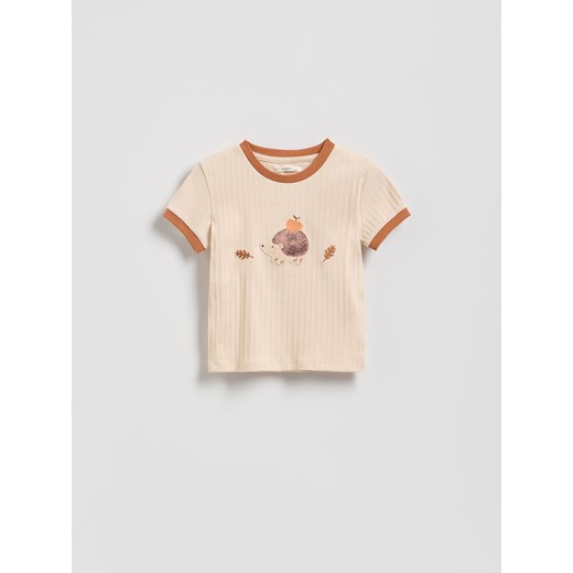 Reserved - Bluzka z haftem - kremowy Reserved 92 (1 Reserved