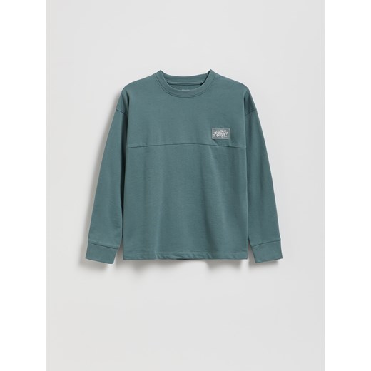 Reserved - Bawełniany longsleeve - morski - id: 579FJ-67X - marki Reserved - 186487617 Reserved - Bawełniany longsleeve - morski ze sklepu Reserved w kategorii T-shirty chłopięce - zdjęcie 186487617