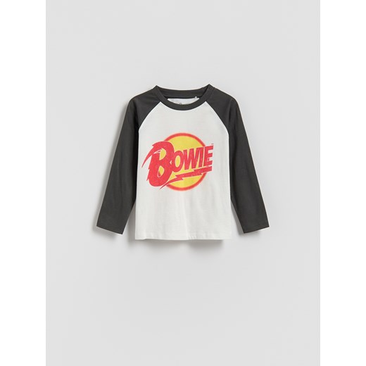 Reserved - Longlseeve David Bowie - złamana biel ze sklepu Reserved w kategorii T-shirty chłopięce - zdjęcie 186487629