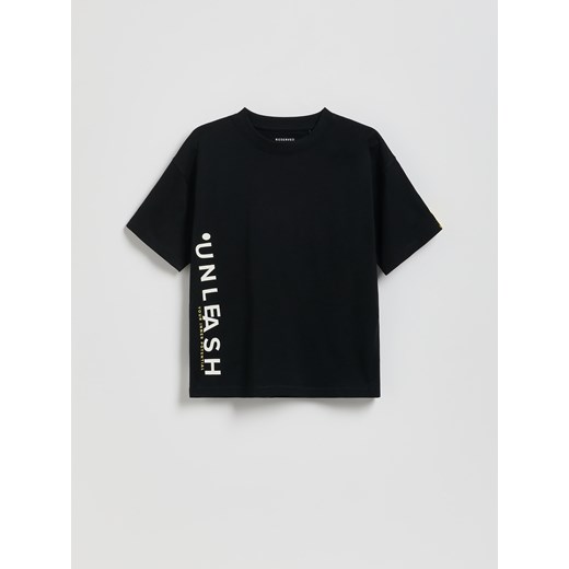 Reserved - Bawełniany t-shirt - czarny ze sklepu Reserved w kategorii T-shirty chłopięce - zdjęcie 186488065