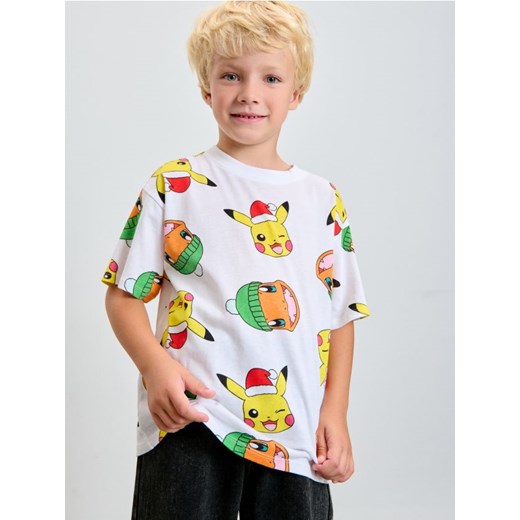 Sinsay - Bawełniana koszulka z nadrukiem Pokemon - biały ze sklepu Sinsay w kategorii T-shirty chłopięce - zdjęcie 186488878