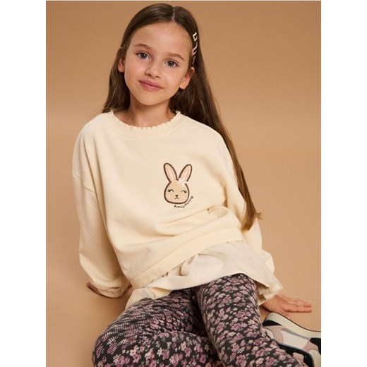 Sinsay - Bluza crewneck z falbanami - kremowy ze sklepu Sinsay w kategorii Bluzy dziewczęce - zdjęcie 186488879