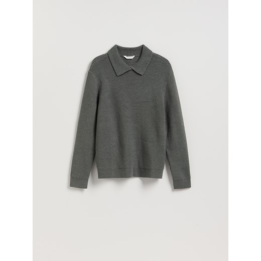 Reserved - Sweter polo z dodatkiem wełny - szary ze sklepu Reserved w kategorii Swetry męskie - zdjęcie 186489108