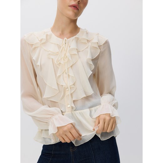 Reserved - Bluzka z falbanami - złamana biel ze sklepu Reserved w kategorii Bluzki damskie - zdjęcie 186489216