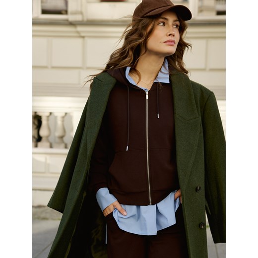 Reserved - Rozpinana bluza z modalem - ciemnobrązowy ze sklepu Reserved w kategorii Bluzy damskie - zdjęcie 186489468