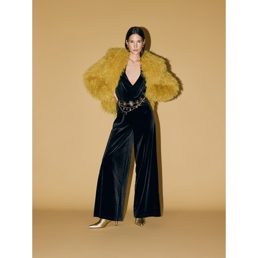 Reserved - Kombinezon z ozdobnym paskiem - czarny ze sklepu Reserved w kategorii Kombinezony damskie - zdjęcie 186489609