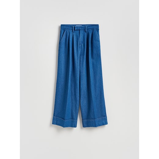 Reserved - Jeansy wide leg z zakładkami - niebieski ze sklepu Reserved w kategorii Jeansy damskie - zdjęcie 186489679