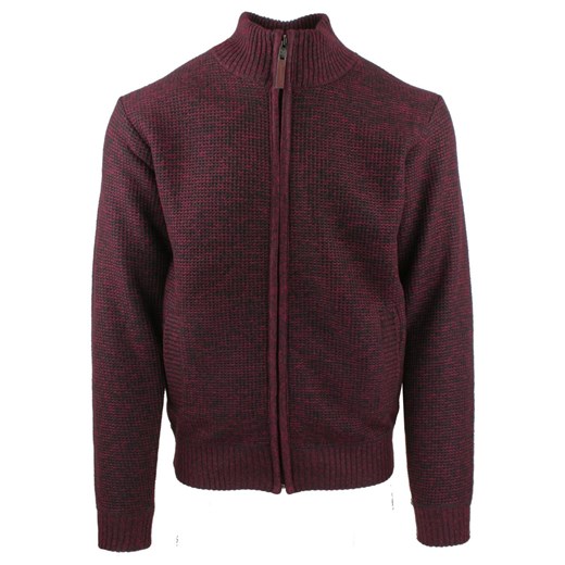 Ciepły Rozpinany Sweter z Kieszeniami - Brave Soul - Bordowy Melanż SWBRSAW25elderOXBLOOD ze sklepu JegoSzafa.pl w kategorii Swetry męskie - zdjęcie 186489986