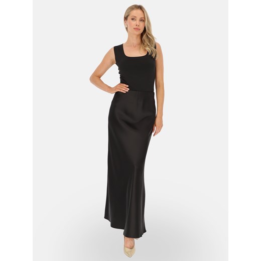 Wieczorowa czarna satynowa spódnica maxi L’AF Kelli ze sklepu Eye For Fashion w kategorii Spódnice - zdjęcie 186491085